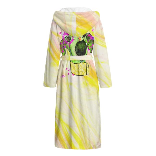 Preview: Bunter Bademantel Sienna aus Flanell – flauschig & farbenfroh, Größen S–2XL